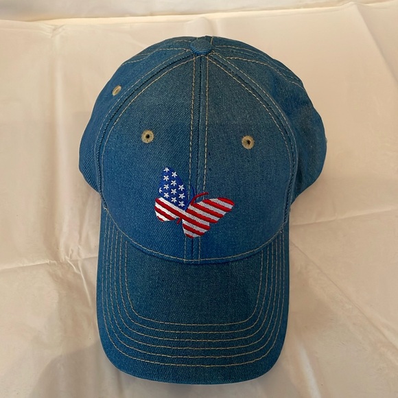 Hat Jean with American flag butterfly design - Picture 1 of 4